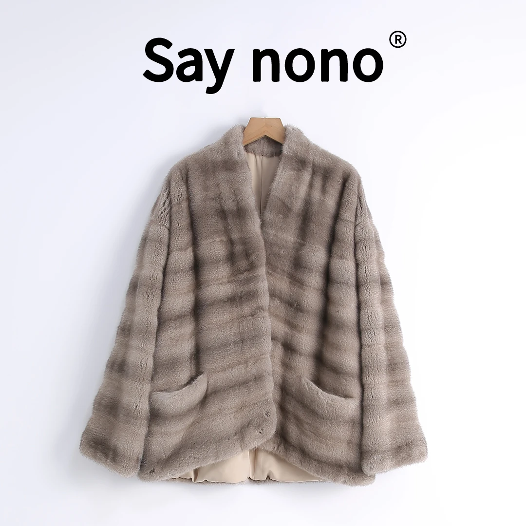 懒猫nono│Saynono 老钱风＿短款抽刀线条感水貂皮草外套 /MDL23055