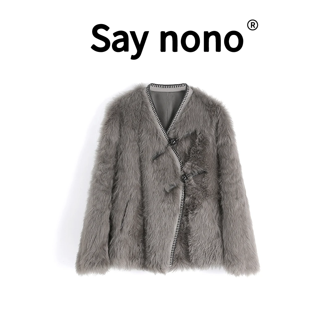 懒猫nono│Saynono 进口托斯卡纳＿落肩设计皮毛一体外套 YS-D24126