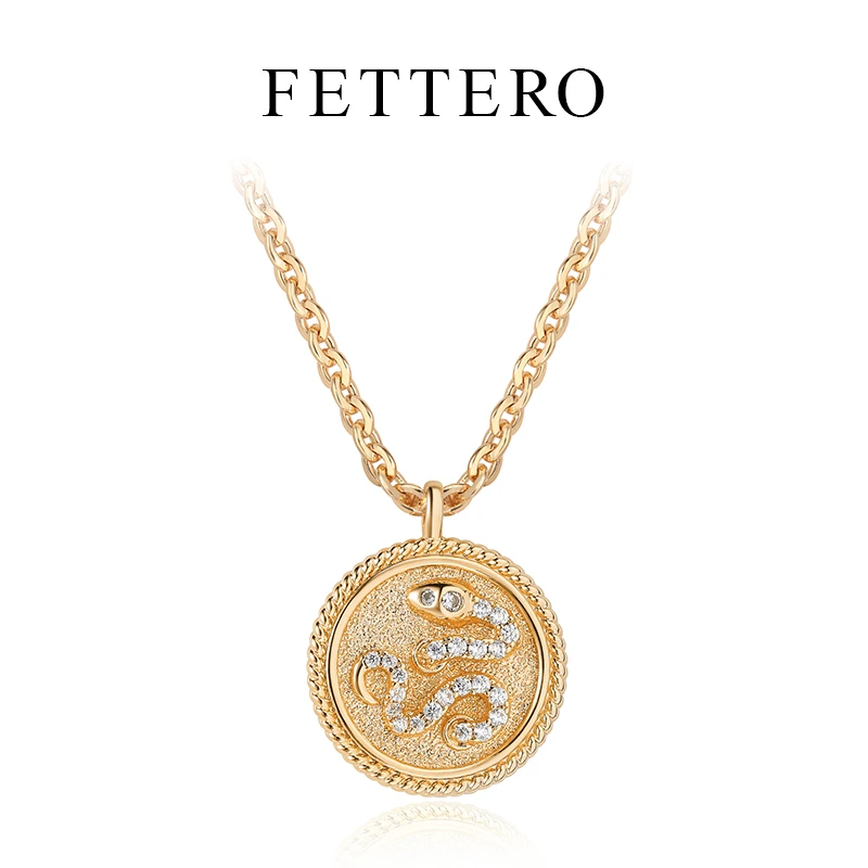 fettero 铜合金吊坠 【钻孔蛇项链】气质轻奢时尚精致镶钻设计师
