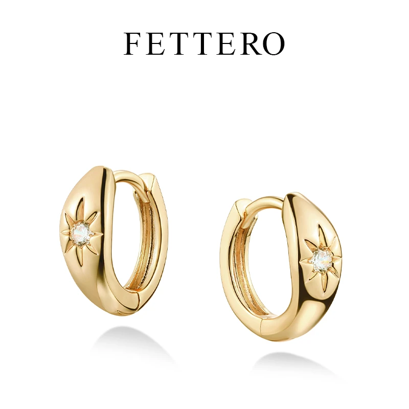 fettero 铜合金耳饰 【金色北极星耳骨耳环】气质时尚百搭