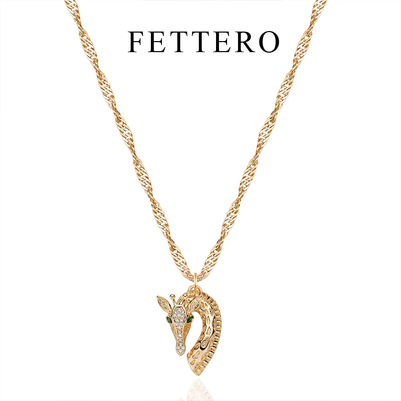 fettero 铜合金项链 【长颈鹿项链】高定设计女款锁骨链小众饰品