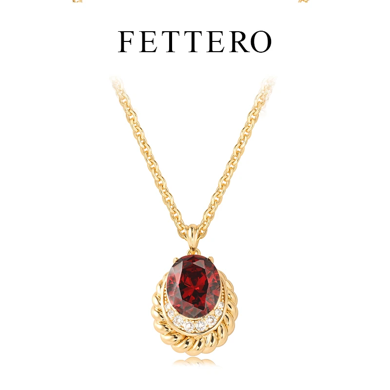 fettero 铜合金项链 【金色麻绳水滴项链】气质时尚红色小众欧美