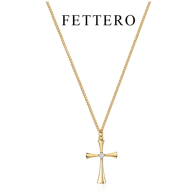 fettero 铜合金项链 【光面小蛮腰十字架项链】高定设计气质饰品