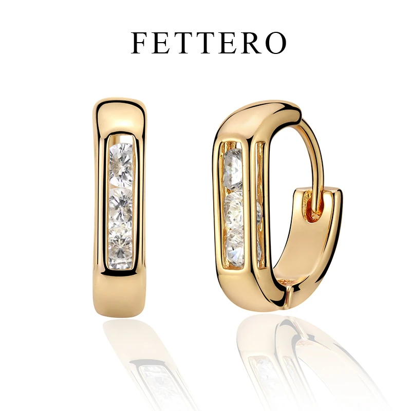 fettero 铜合金耳饰 【长方条锆D字耳环】高定设计轻奢小众耳饰女