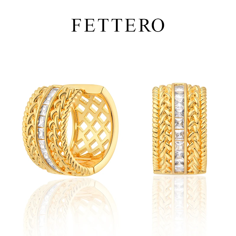 fettero 铜合金耳饰 【T锆麻绳大宽面耳环】气质时尚小众百搭简约