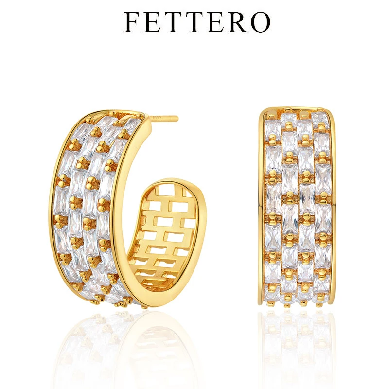 fettero 铜合金耳饰 【金色宽面剪影耳钉】气质时尚百搭欧美个性