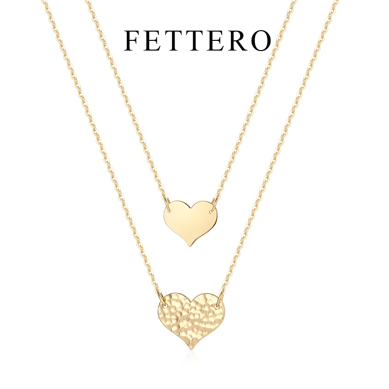 fettero 铜合金项链 【双层桃心项链】高定设计时尚小众锁骨链
