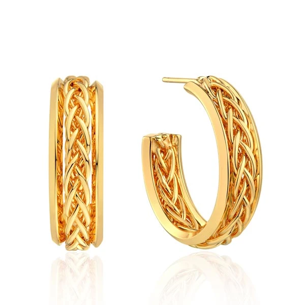 fettero 铜合金耳饰 【金色双线麻花辫耳钉】高定设计气质耳环