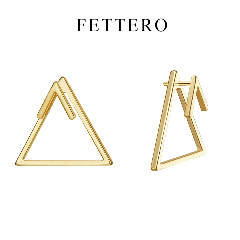 fettero 铜合金耳饰 【镂空三角形耳钉】高定设计简约时尚耳环女