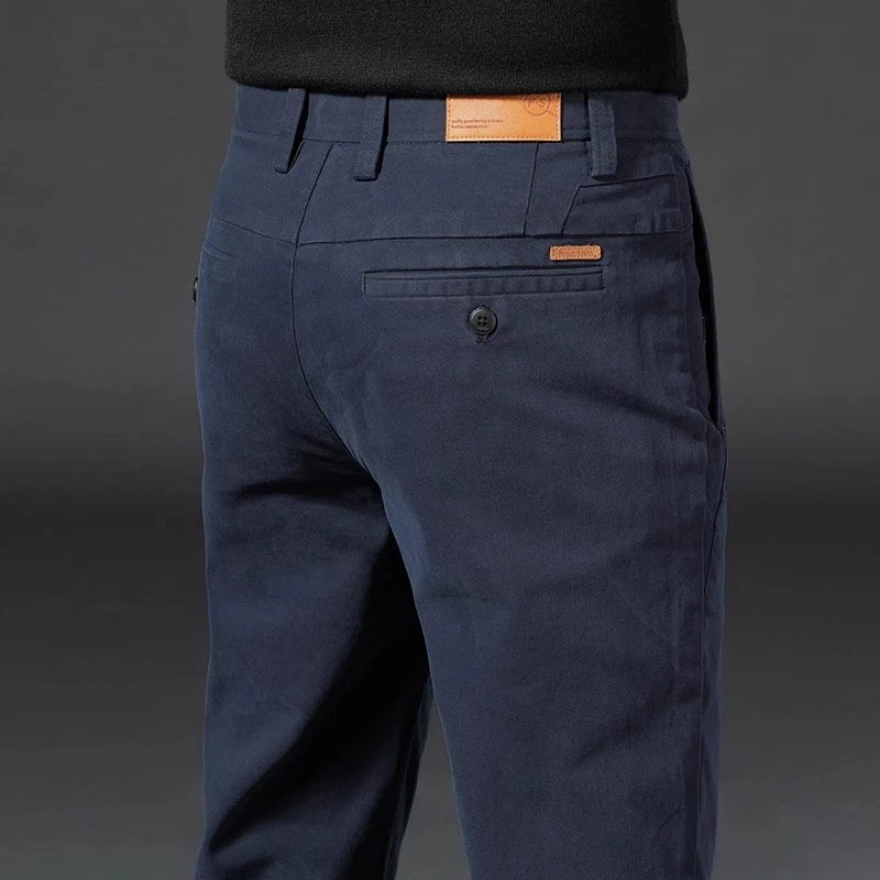 香港高端2025秋冬季休闲裤男直筒宽松纯棉商务百搭保暖加绒长裤子