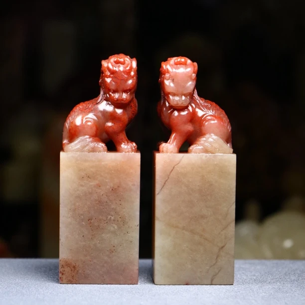 寿山石老矿杜陵对章收藏品