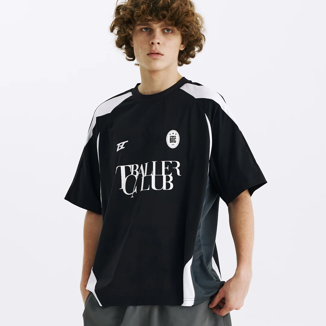 TBALLERBRAND新款速干网眼拼接T恤男撞色透气足球blokecore球衣