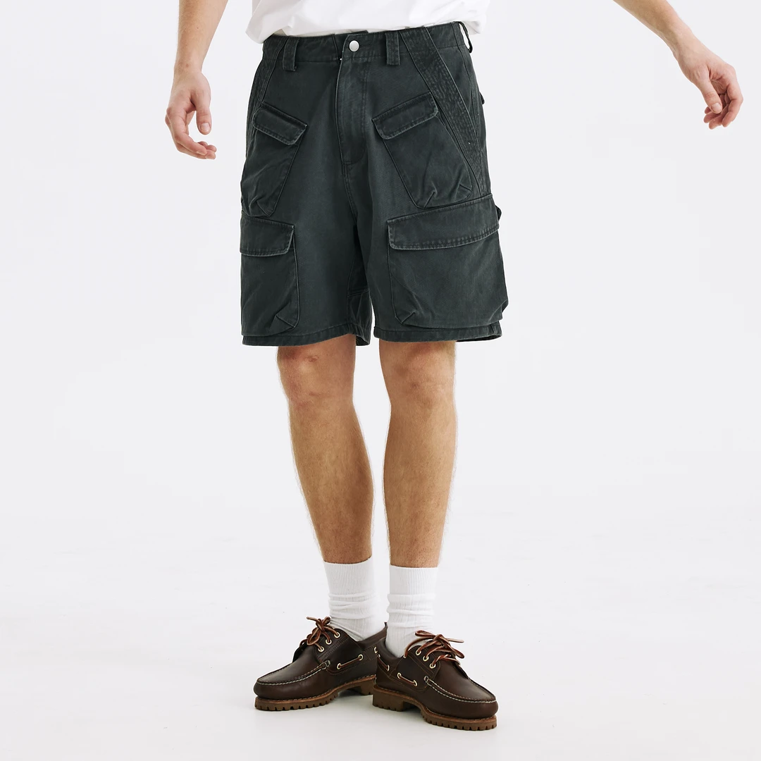 TBALLERBRAND新款重水洗做旧工装短裤男潮牌直筒日系多袋vintage