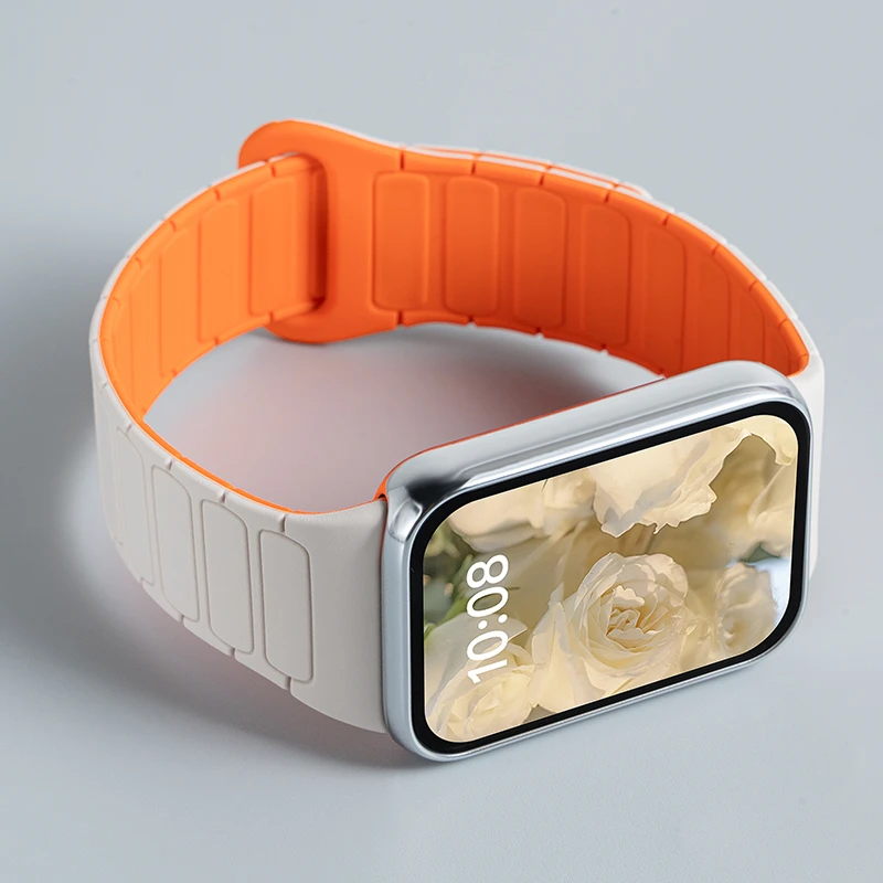 适用小米手环9Pro表带8pro工字纹磁吸硅胶红米watch6/5/4通用腕带