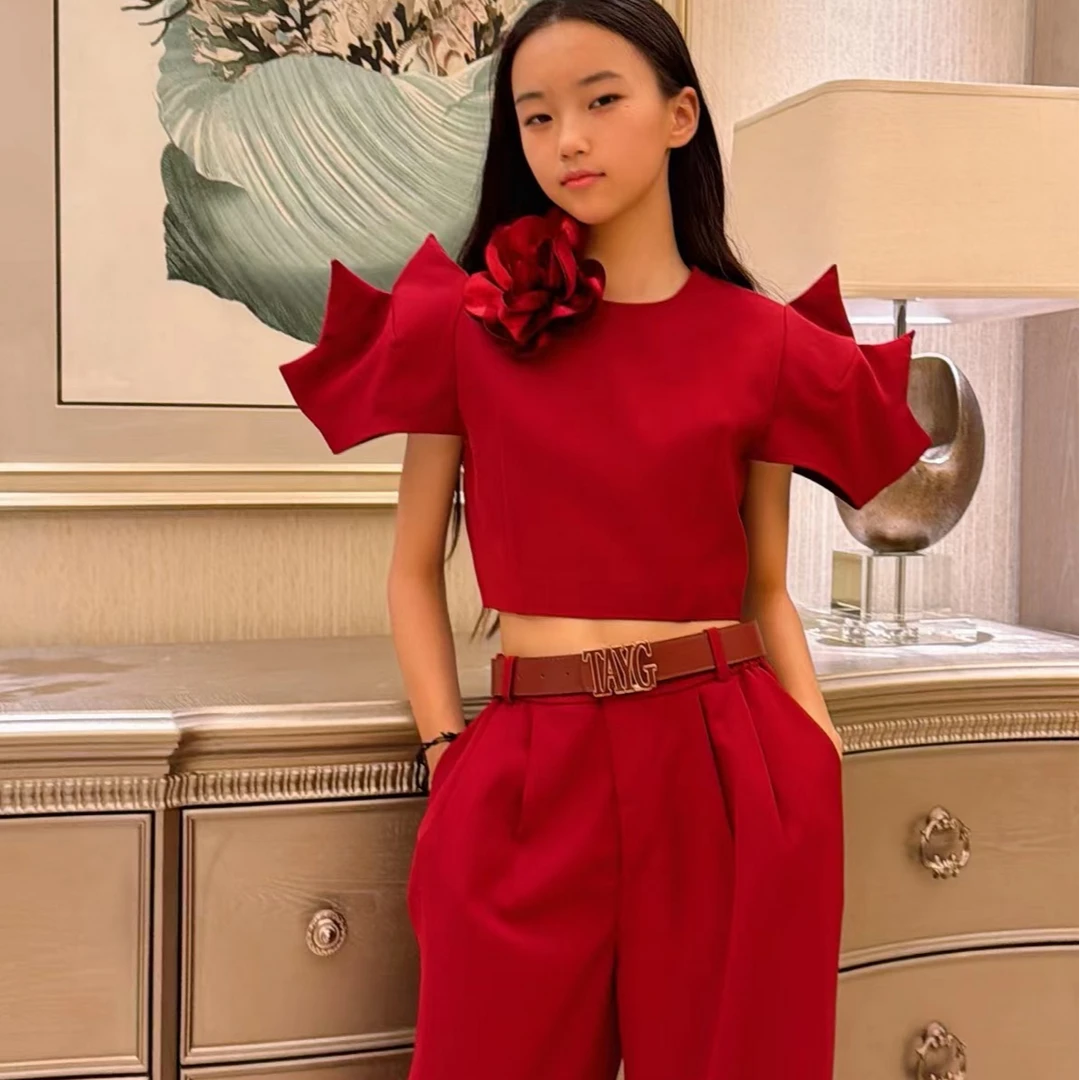 酒红科尔曼红短款上衣外套气质显瘦百搭设计师网红时髦夏季红色