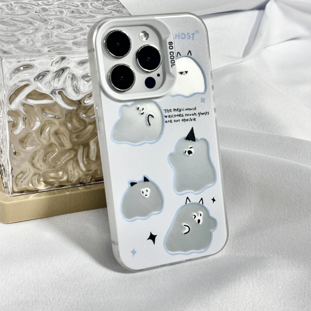 ins适用【苹果/华为小米/OPPO/VIVO/一加】imd彩银可爱小幽灵手机壳