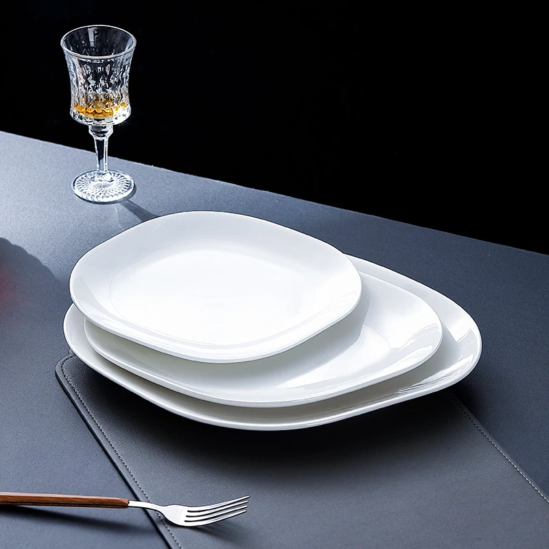 创意陶瓷椭形餐盘酒店大号炒菜盘小吃盘蒸鱼盘西餐牛排盘家用菜盘