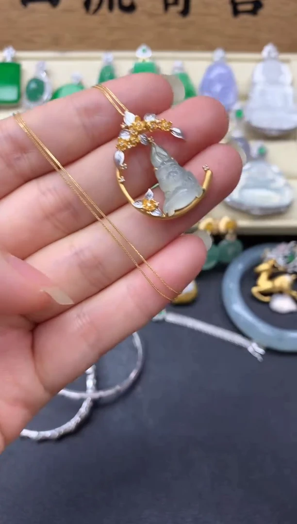 【闪购商品】翡翠颈饰18K金镶嵌449-多人