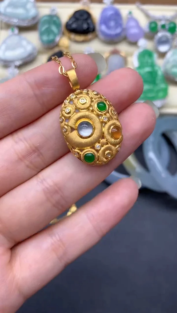 【闪购商品】翡翠颈饰18K金镶嵌805-多人