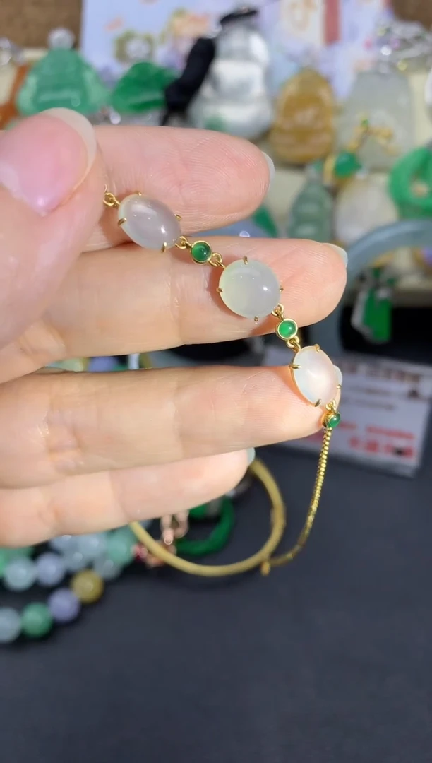 【闪购商品】翡翠手链18K金镶嵌462-中国好珍宝