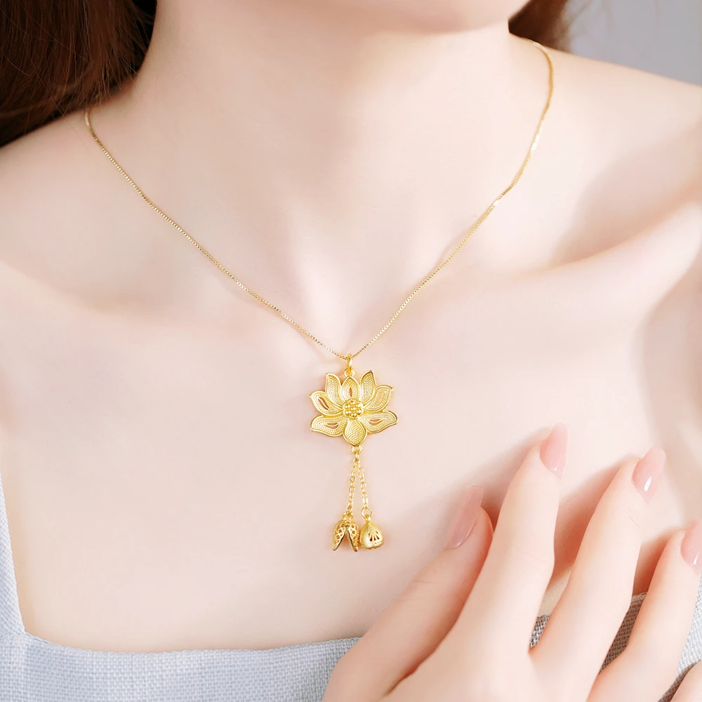 OULLEN 钛钢项链 百搭国风不掉色女士精美项链精致锁骨链吊坠T515