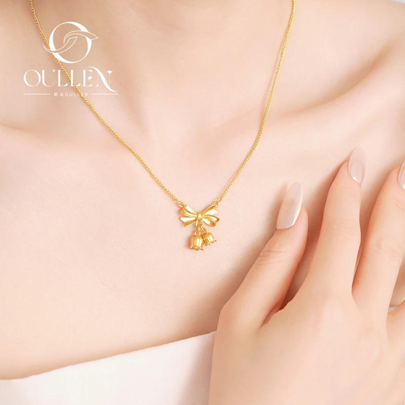 OULLEN 钛钢项链 清新仙女吊坠设计感锁骨链百搭超仙高级感女项链