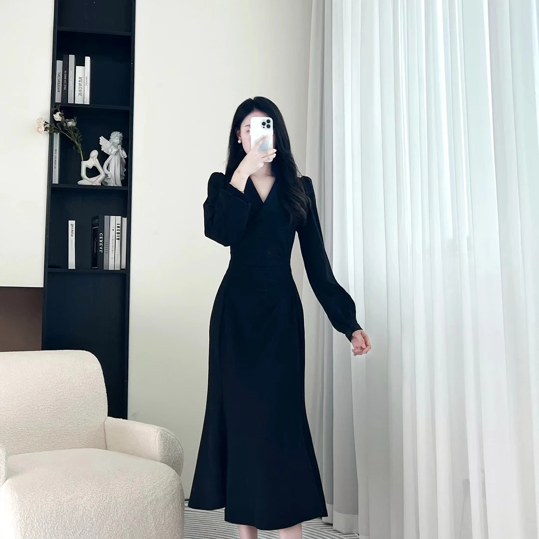 拉夏贝尔2025秋新优雅女神气质高级感仙气飘飘连衣裙 10038 YCJ