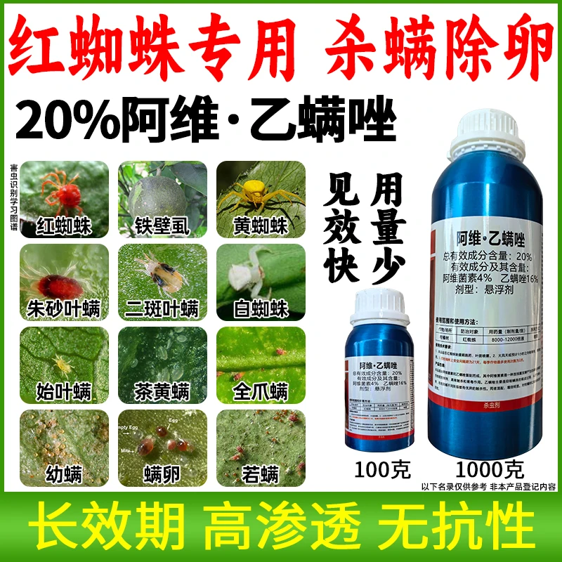 植校长红蜘蛛专杀克星20%阿维乙螨唑杀虫剂螨虫专用药复配虫药