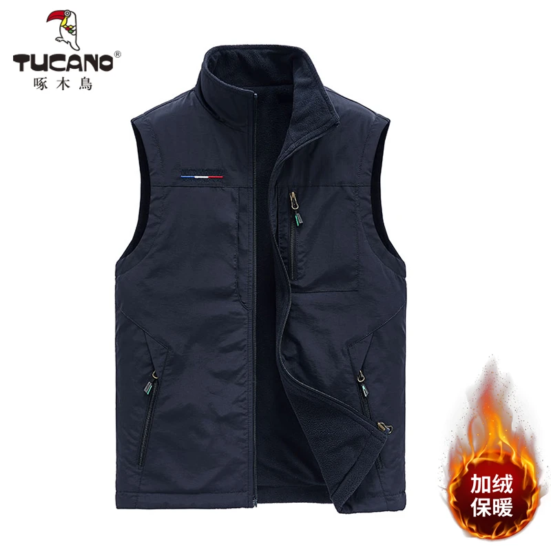 TUCANO/啄木鳥 马甲男秋冬季加绒运动坎肩背心户外钓鱼无袖外套男