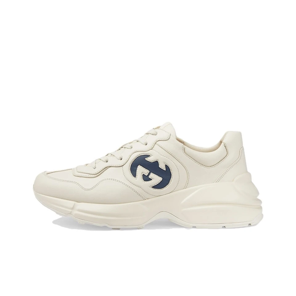 全新未使用Gucci/古驰新款时尚蝙蝠老爹鞋男款白色经典Logo老爹鞋