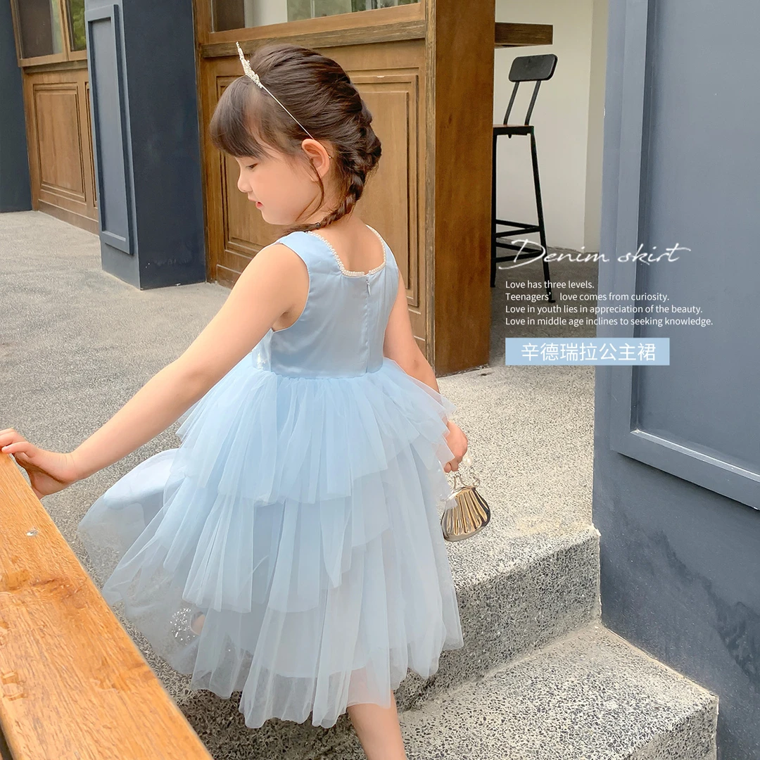布丁哈鲁【辛德瑞拉】2023夏季女童萌娃背心式纱纱公主裙23xd3072