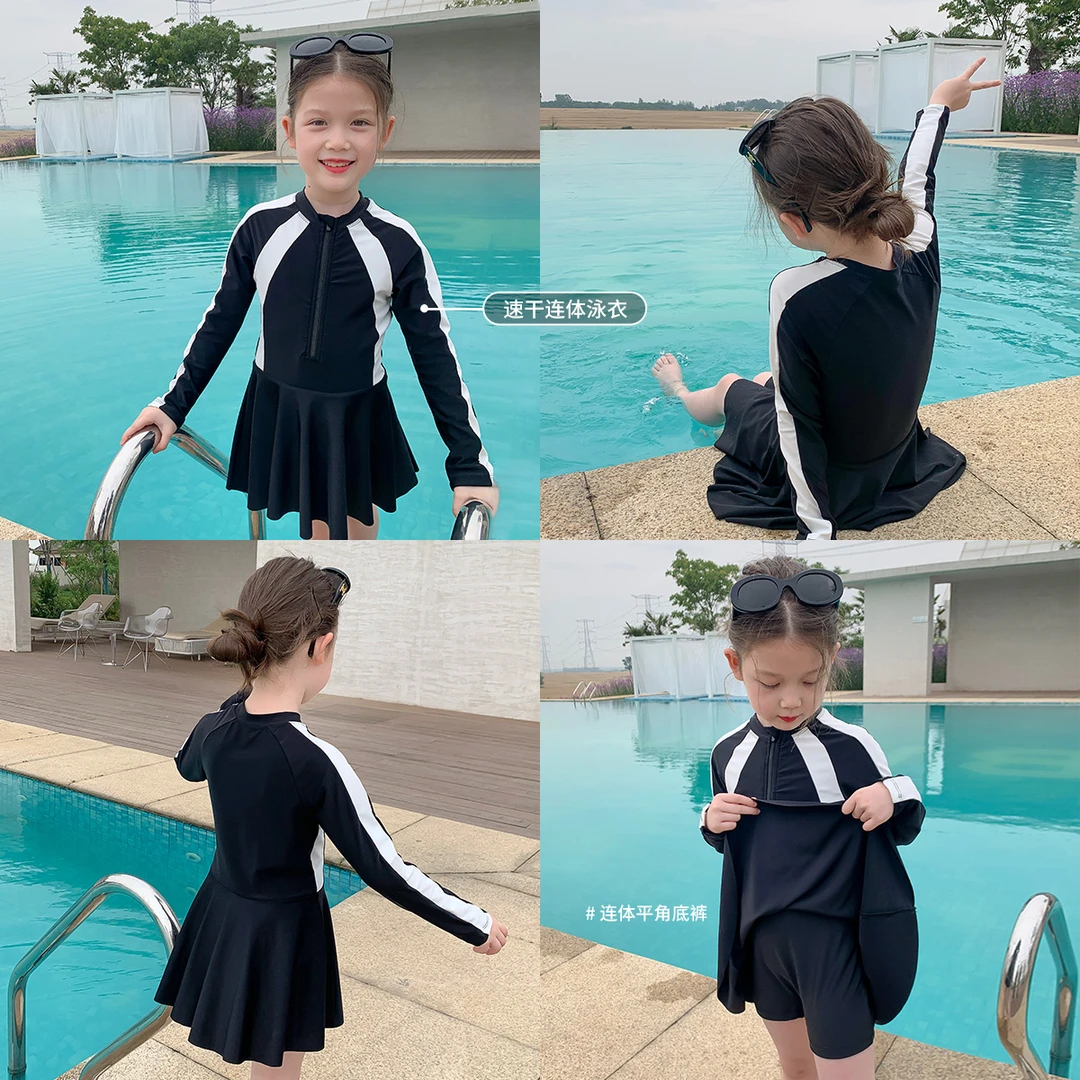 布丁哈鲁【连体泳衣】2023夏季儿童宝宝连体显瘦长袖泳衣23XT0068
