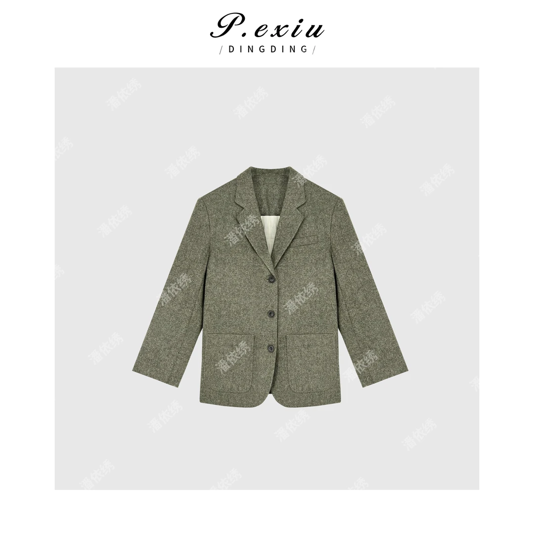 重工定制条纹内里西装领长袖短外套Q1355