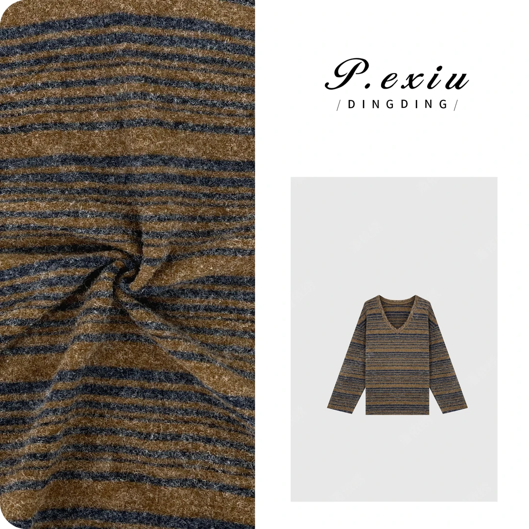 PanYiXiu/潘依绣【条纹定律】加厚磨毛慵懒风V领长袖上衣W-62602