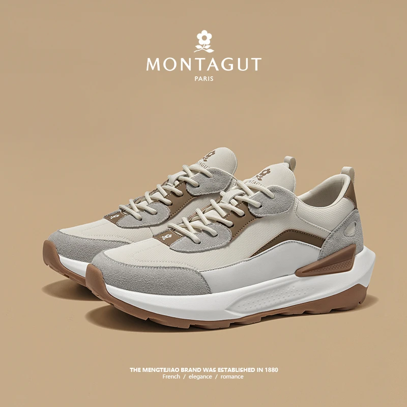 梦特娇男士春秋季新款时尚潮流百搭软底厚底高端户外运动休闲男鞋