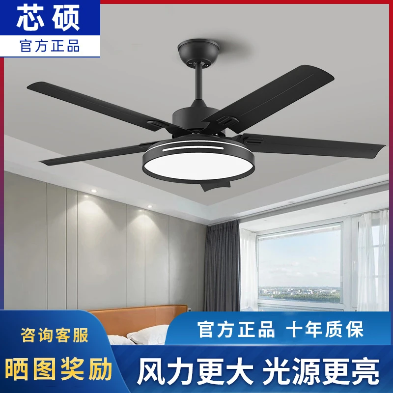新款客厅餐厅吸顶风扇灯商用高档大风力一体带灯工业风吊式大吊扇
