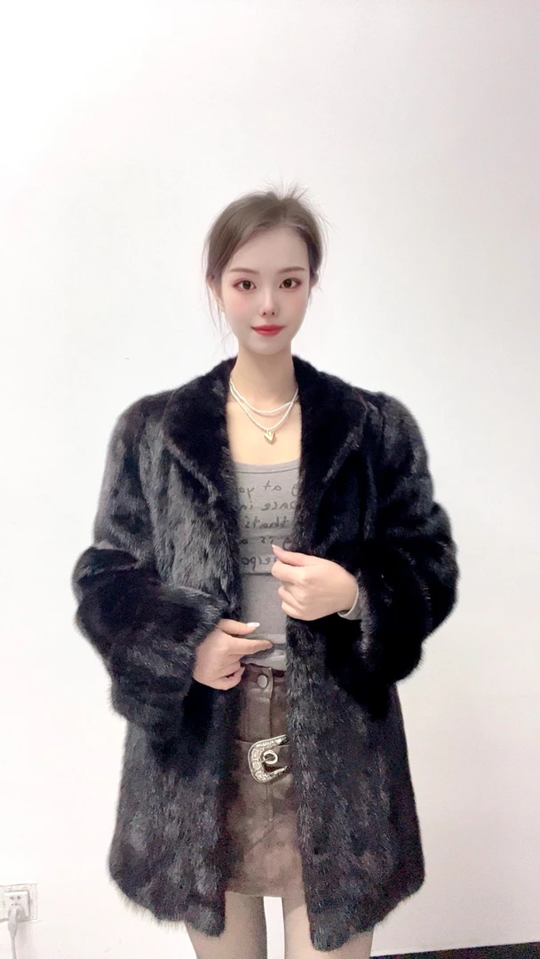 上新 南瓜袖大挽袖女长款皮大衣复古风