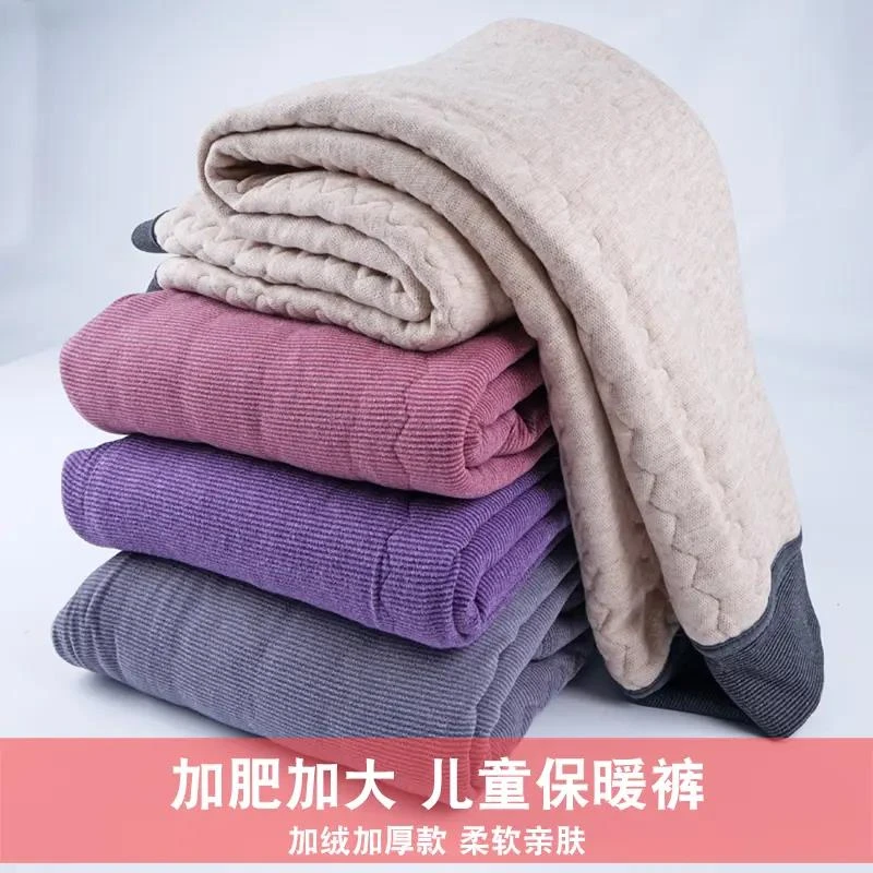 新款加肥加大胖童冬季高腰男女童加大版加厚加绒内穿羊毛裤保暖裤