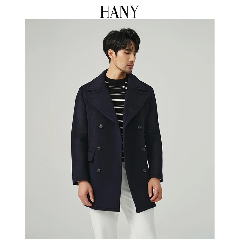 HANY【超厚PeaCoat海军大衣】羊毛男毛呢男士呢子风衣外套秋冬季