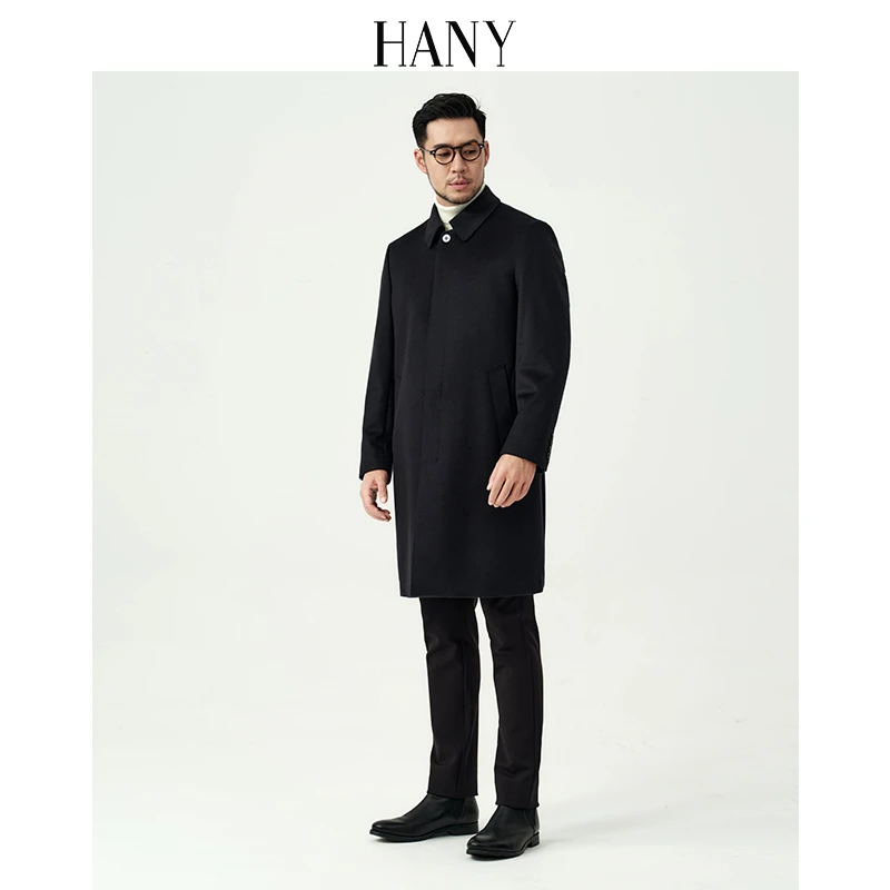HANY【长款山羊绒羊毛大衣】男商务翻领男士毛呢外套呢子风衣秋冬