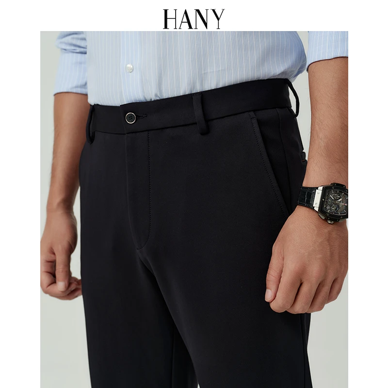 HANY【双层羊毛加厚】汉尼休闲裤男西裤男士商务高级直筒长裤子秋冬