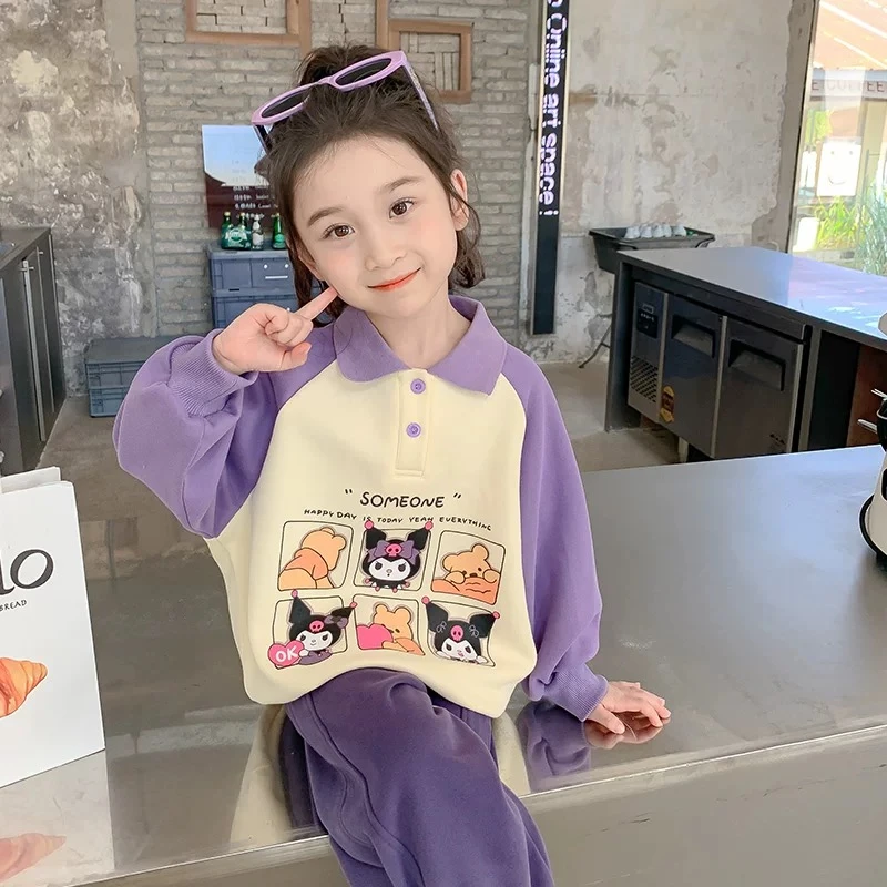 女童卡通卫衣秋冬新款女孩洋气上衣宝宝儿童加绒加厚冬装POLO衫潮