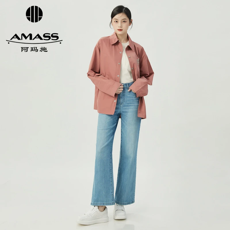 AMASS/阿玛施时尚休闲质感衬衫款记忆面料冲锋衣外套阿玛施白衬衫