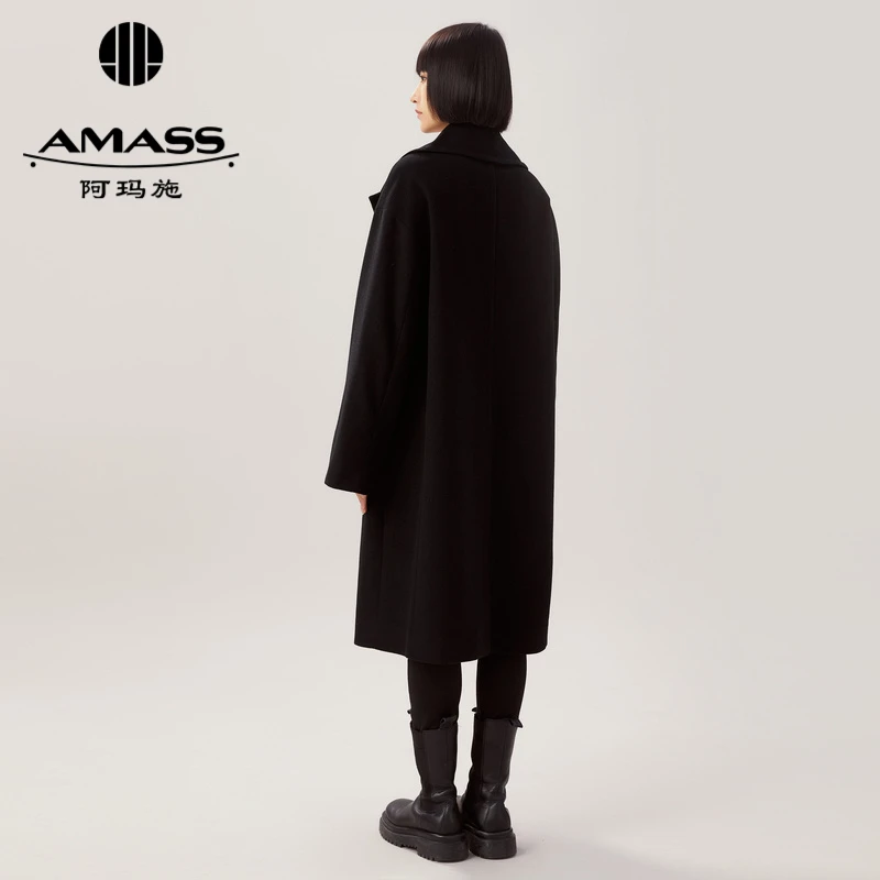 AMASS阿玛施 简约大气大翻领宽松长款大衣5400541