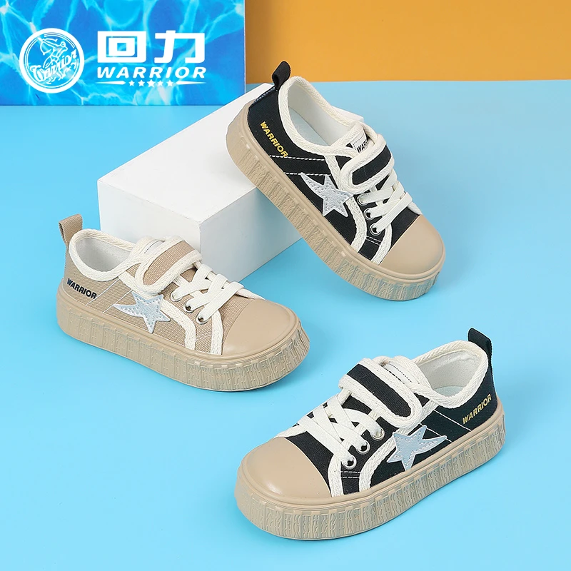 Warrior/回力春季新款男女童校园低帮魔术贴帆布鞋百搭宝宝鞋1667