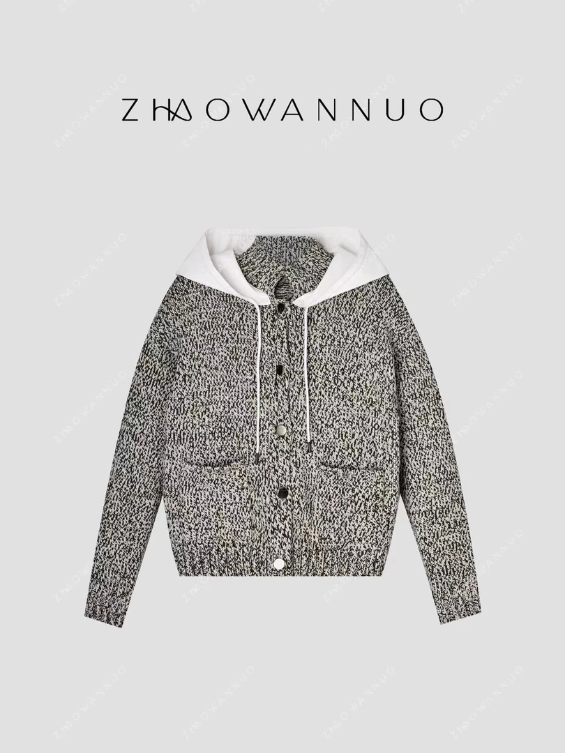 ZHAO WANNUO  | 24秋冬连帽粗毛线针织毛衣外套NN0145