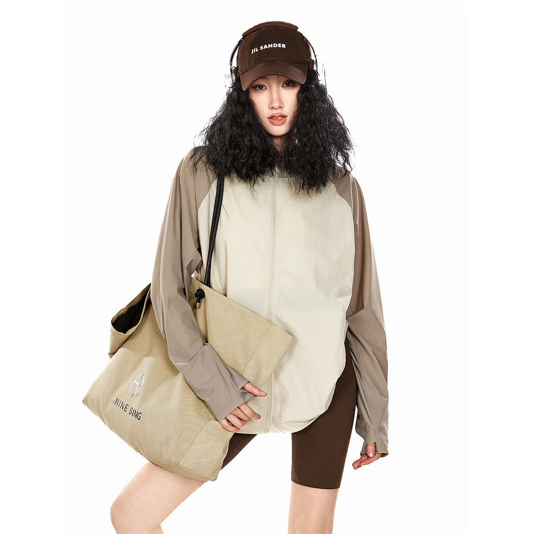 ICH MODE冰丝凉感撞色百搭休闲防紫外线外套夏户外上衣女运动外套