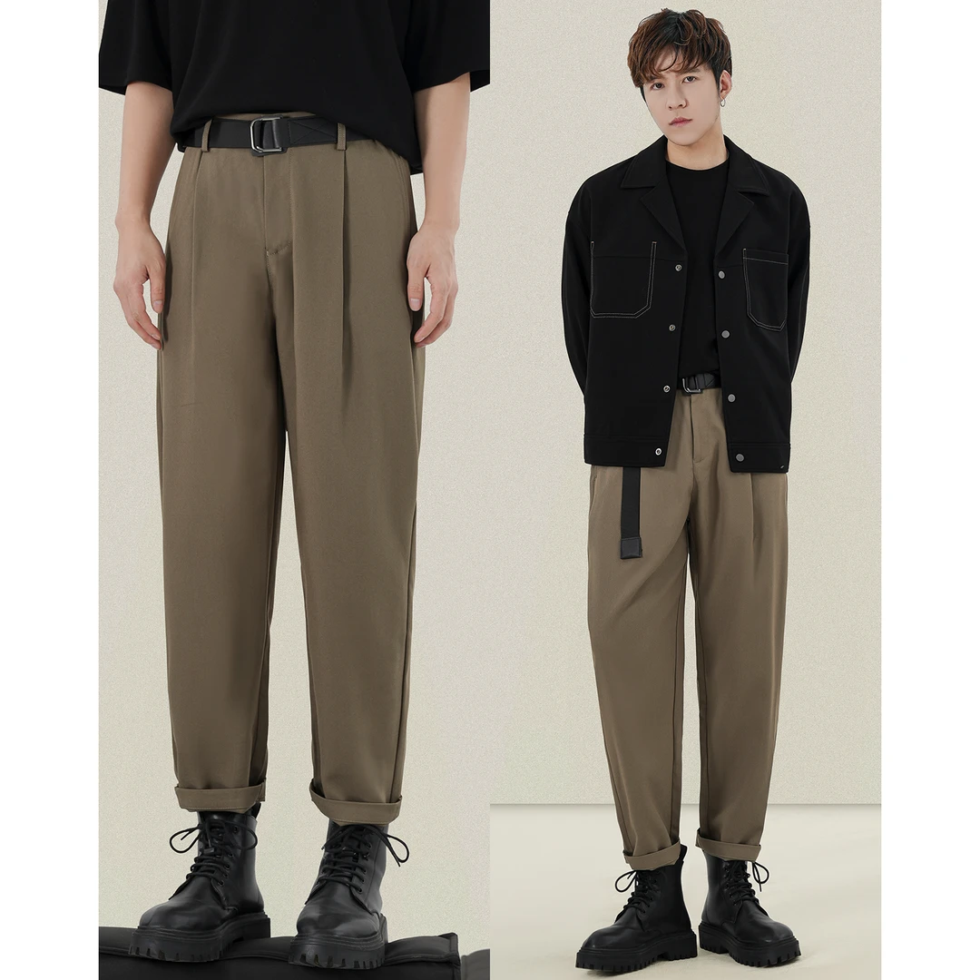 垂坠感毛呢裤阔腿老爹2024秋冬季长裤男宽松直筒萝卜裤垮裤休闲裤