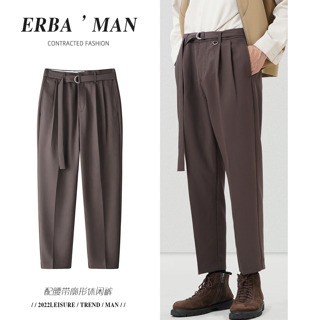 高级感宽松直筒休闲裤春秋季男士垂感潮流韩版西装裤阔腿男九分裤