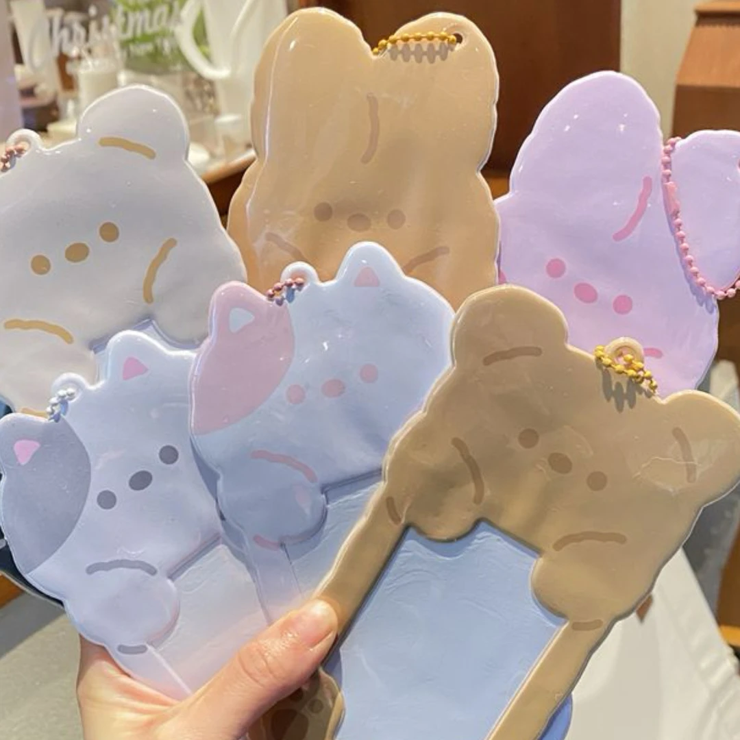 韩国ins可爱卡通猫熊兔校园卡卡套情侣追星爱豆3寸小卡拍立得挂件